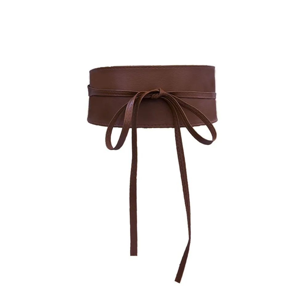 

Vintage Bowknot Wrap Boho Belt PU Black Wide Corset Belt Faux Leather Corset Waspie Belt Women