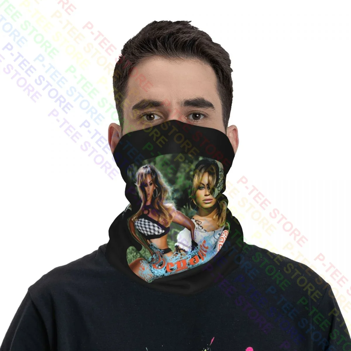 Vtg Beyonce Tour Rap Neck Gaiter Bandana Scarf Face Mask بسيط مضاد للأشعة فوق البنفسجية عالي المرونة