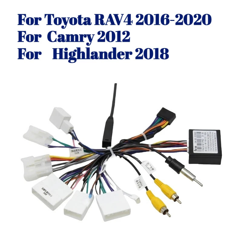 16 Pin Android Wire Harness Power Cable Adapter with Canbus for Toyota RAV4 2016-2020 / Camry 2012 / Highlander 2018