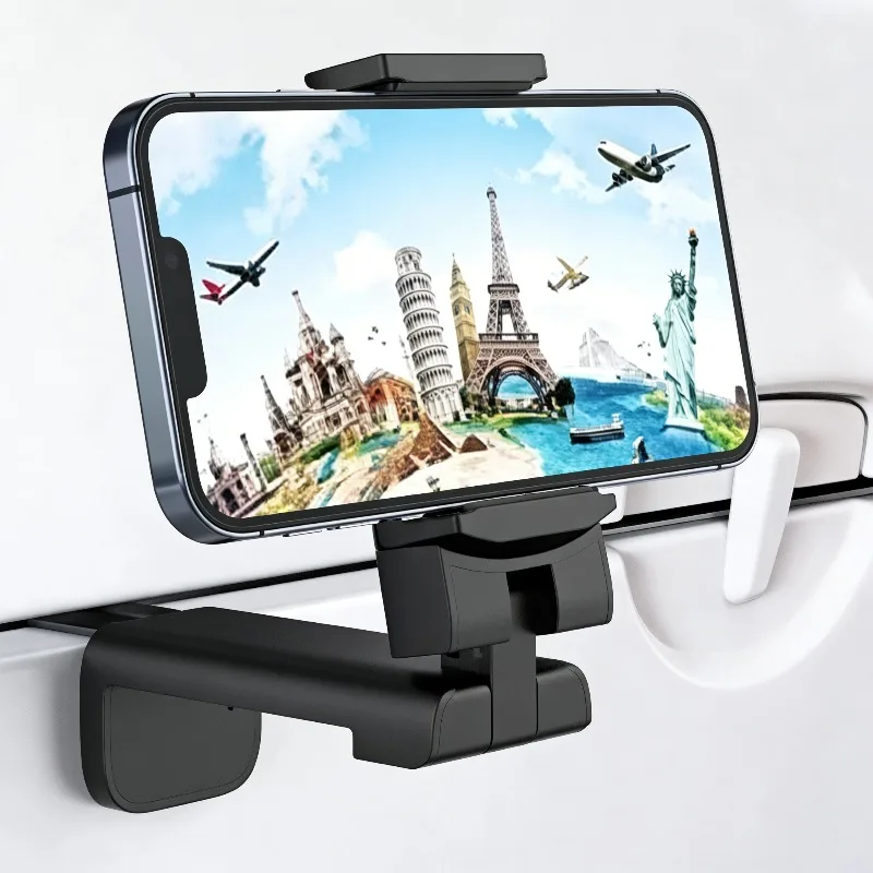 

Airplane Travel Phone Holder 360° Rotatable Adjustable Clip Mount for Airplane Seat Train Handlebar Compatible iPhone Samsung