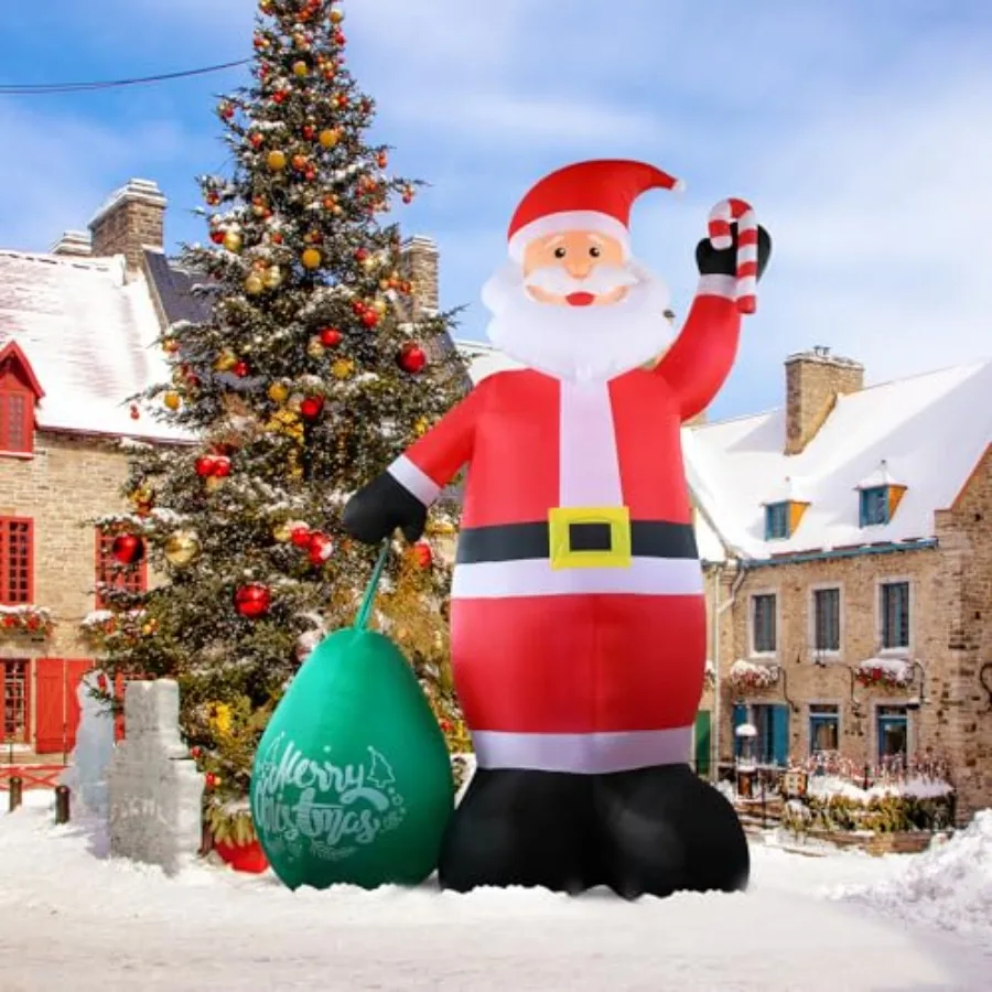Outdoor giant inflatable lighted Christmas decoration, PVC material, red and white, weather-resistant with built-in electric bl