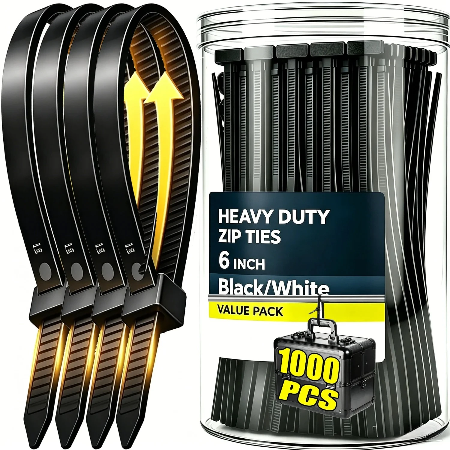 100-1000PCS Nylon Cable Ties Adjustable Self-locking Fastening Rings Zip Tie Cable Wires Fixing Ties for Home Offices Industrial