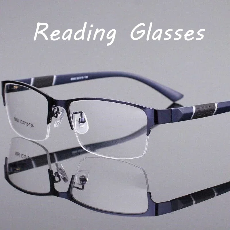 TR90 Reading Glasses for Men Anti-blue Light Presbyopia Eyeglasses Men's Business Half Frame Far Sight Eyewear Diopter 0 To +4.0