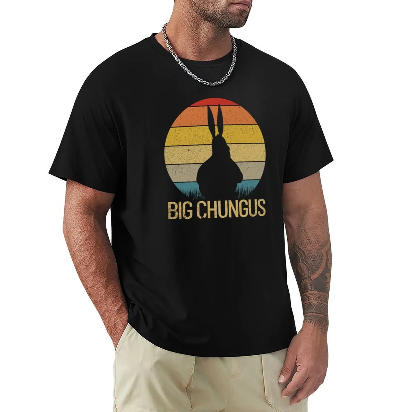 

Big Chungus Retro Sunset Vintage Dank Meme Big Chungus Gear T-Shirt Louboutins summer clothes tshirts for men