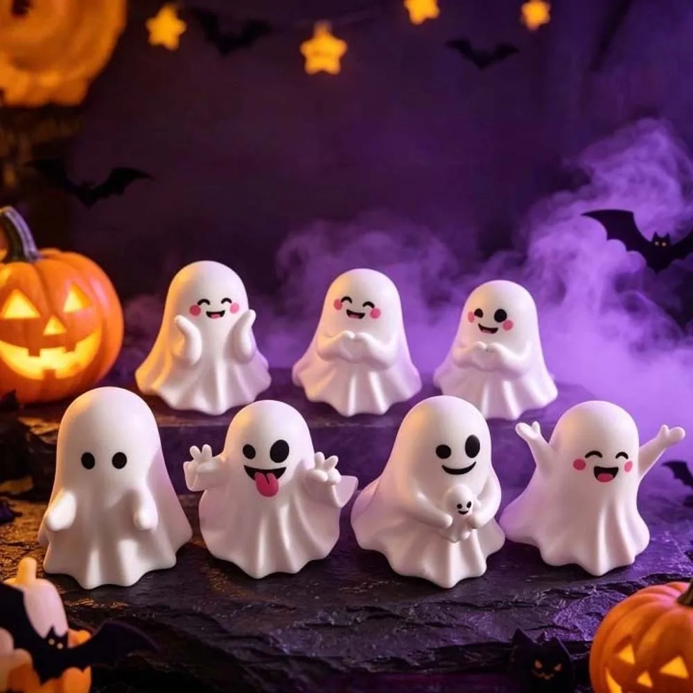 PVC Cute Ghost Figurine Cute Expressions Mini Size Mini Desk Ornament Eco Friendly Smooth Surface Ghost Pen Holder Friends Gift