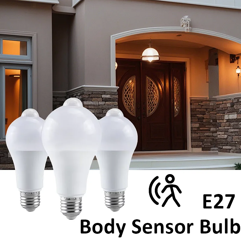 

LED Bulb AC85-265V 12W 15W 18W Auto Sensor On/Off PIR Motion Sensor For Stairs Corridors Doors Cool Warm Light Body Sensor Bulb