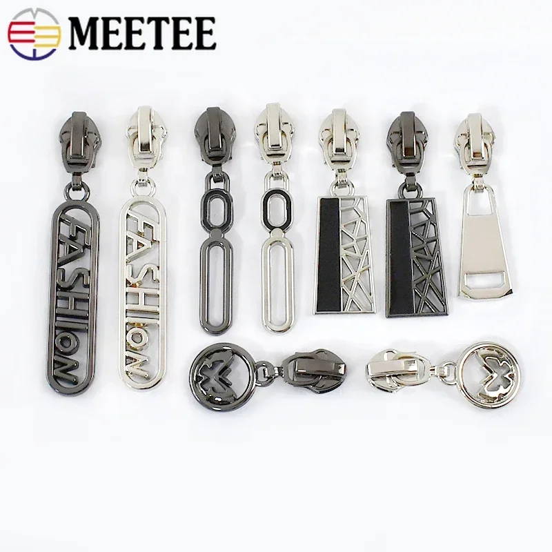 10/30Pcs Meetee 5# Sewing Zipper Slider for Nylon/Metal/Resin Zippers Bag Handbag Decor Zips Puller Clothes Zip Repair Accessory