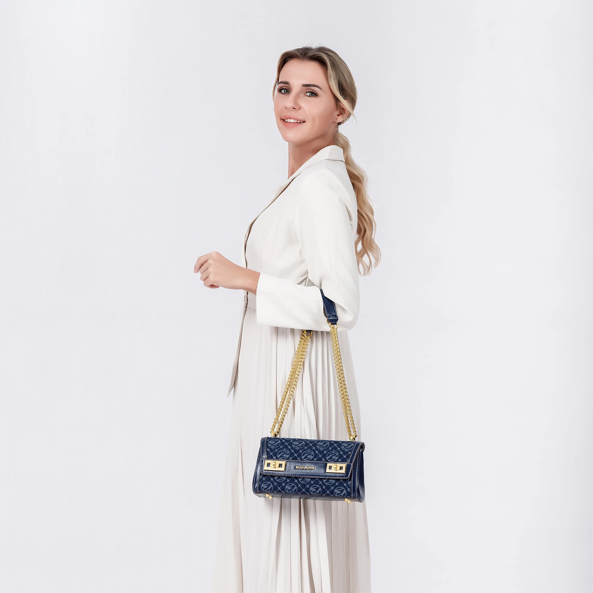 2024 New Trend Luxury Brand Klein Blue Pillow Women Bag Gold Chain Single Shoulder Crossbody Bags Purses and Handbags For Ladies