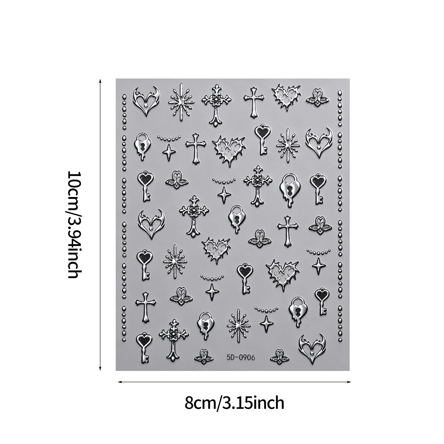 1 Blatt 5D Geprägter Silberner Gotischer Kreuz-Nagelaufkleber Y2K Mond-Sternenlicht Nagelsticker Selbstklebend Premium Salon Nagelslider ^E3 – Detail 8