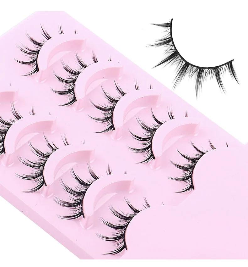 Manga Lashes Natural False Eyelashes Faux Mink Fluffy Spiky 3D Volume Fake Eyelash Curl Korea Fashion Makeup Lash Easy Wear