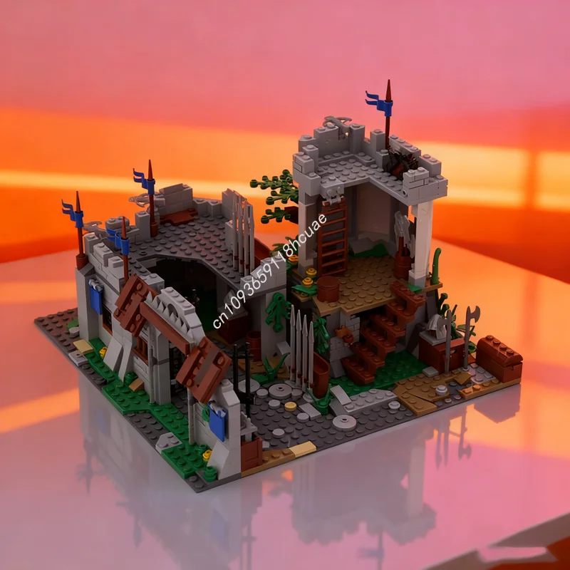 

702 шт. MOC Strongarm Castle Kingdoms, модель строительных блоков, строительный рождественский подарок, сборная идея игрушки, кирпич, детский день рождения