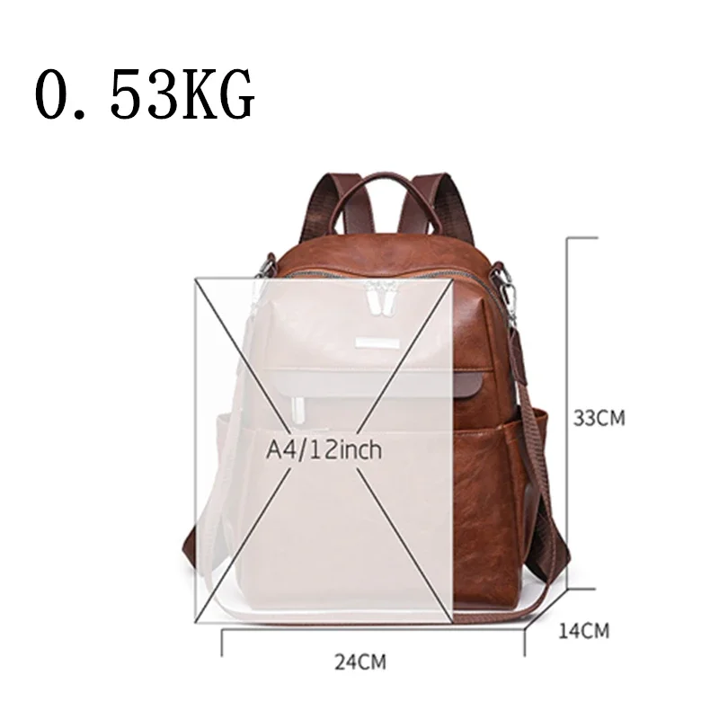 Fashion Luxury leather backpack women vintage shoulder bag high capacity travel backpack school bags girls mochila feminina