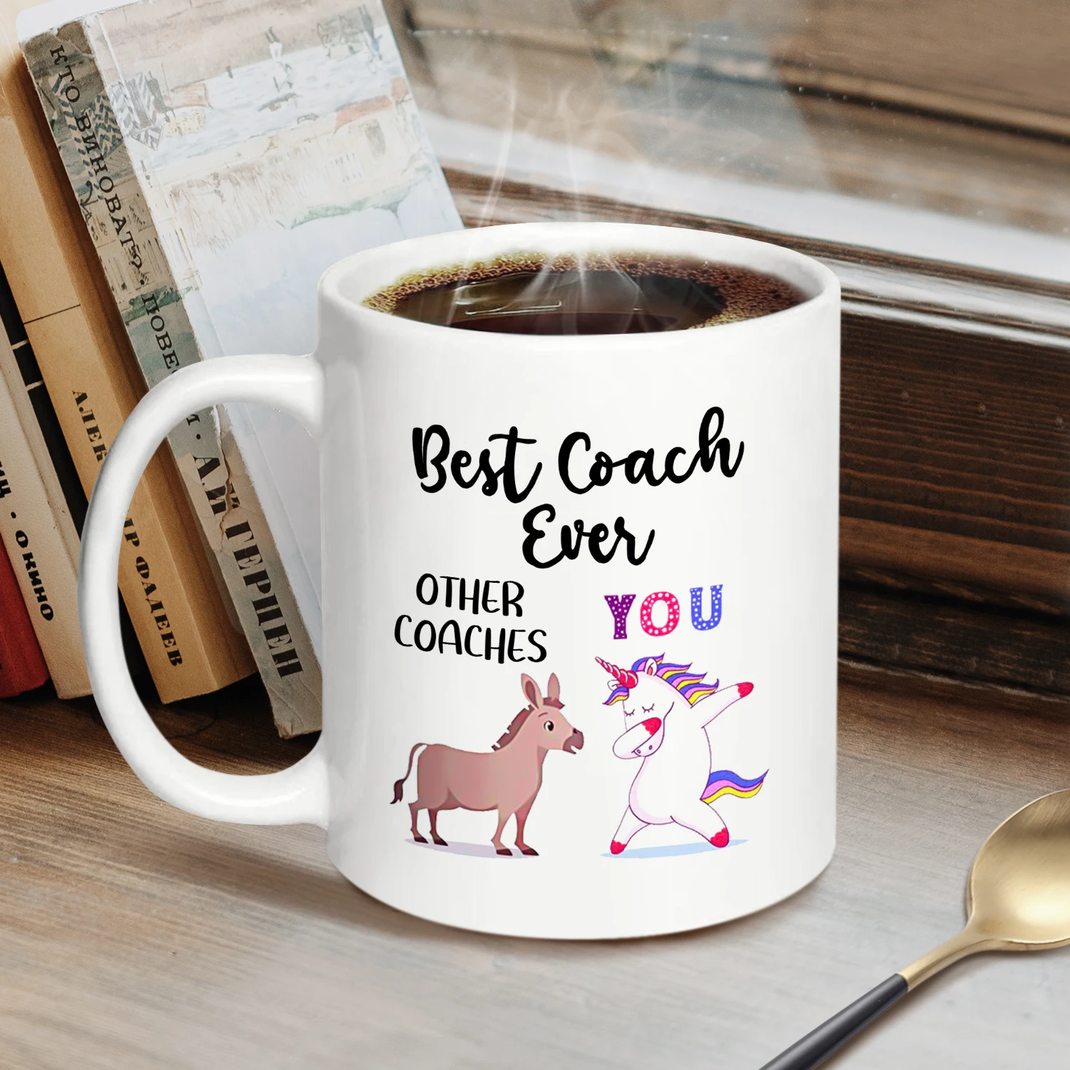 كوب قهوة من Best Coach Ever، كوب قهوة من السيراميك الأبيض سعة 11 أونصة، عيد ميلاد مضحك، هدايا تقدير شكرًا لك للمدرب