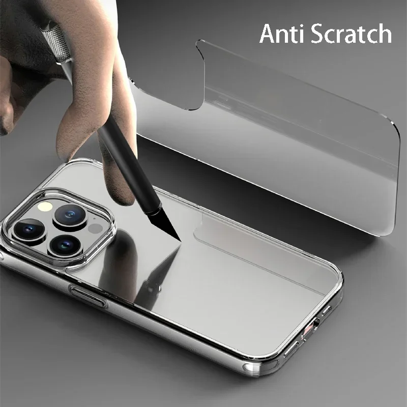 Tempered Glass Transparent Case For iPhone 16 15 14 Plus 13 12 11 Pro Max Mini X XS XR 7 8 SE Shockproof Soft Bumper Hard Cover