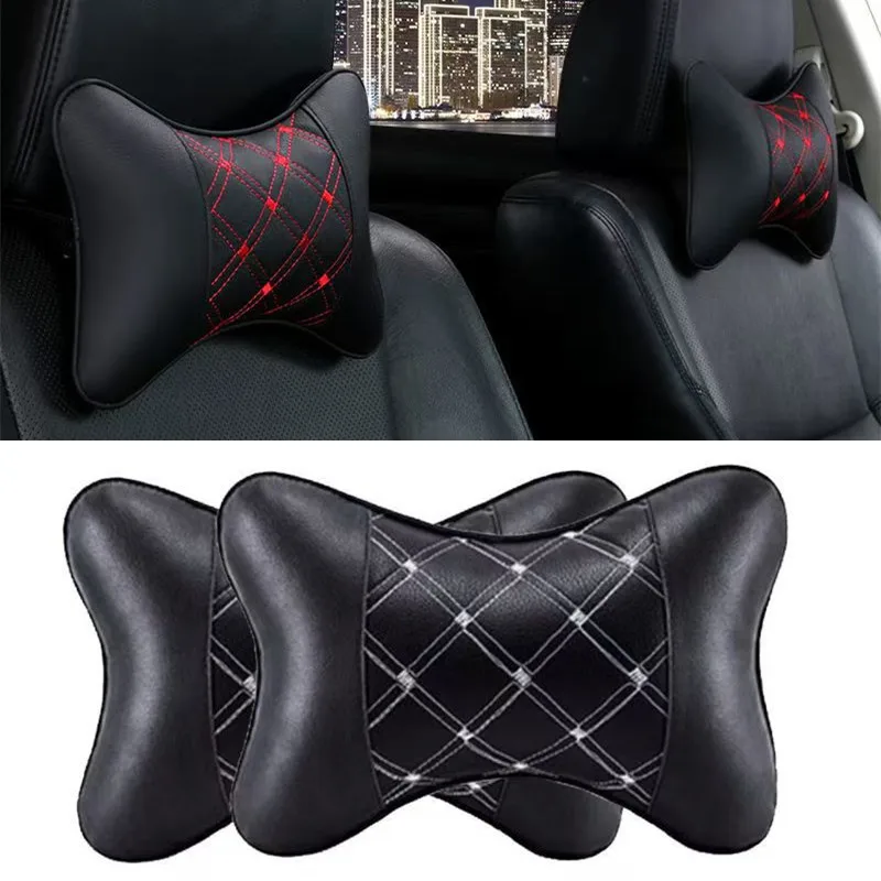 

Новый автомобильный универсальный подголовник сиденья, двухсторонняя подушка из искусственной кожи для шеи, подушка с эффектом памяти, защитная подушка для головы, авто дорожные аксессуары
