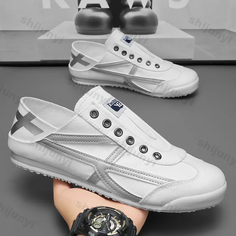 Summer Men's Canvas Shoes Breathable Comfortable Non Slip Casual Shoes Fashion Lightweight Outdoor Walking Flats Shoes