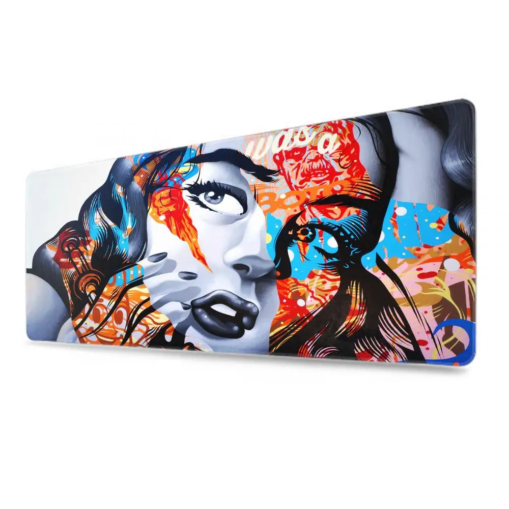 Art Graffiti Painting Giant mouse pad Desk Cute HD Desk Pad Extended Gaming Keyboard Mats Large XXL Gamer Mousepad 120x60CM