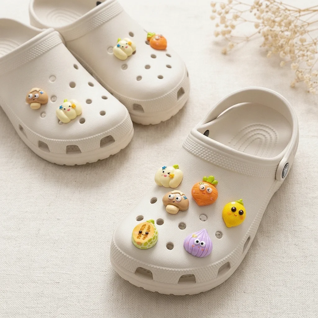 16-Pack Assorted Funny Fruit Resin Shoe Charms - Quirky Food Clog Decor for Sandals & Beach Bags - DIY Accessories