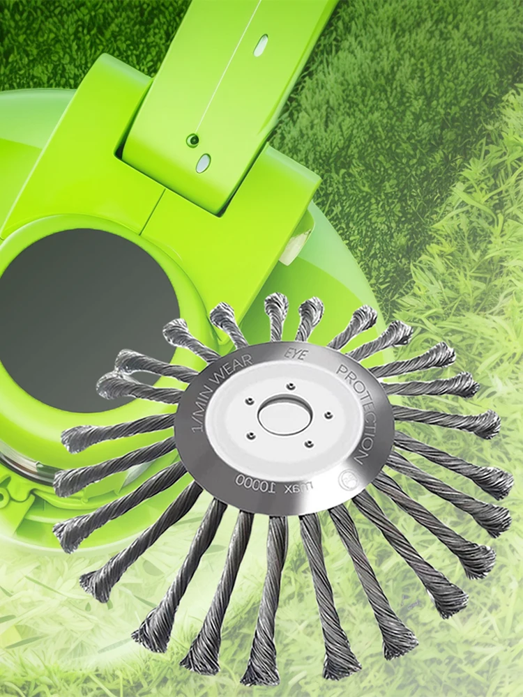

10inch Knot Steel Wire Grass Trimmer Head Universal Garden Weeding Brush Removal Rust Rotary Brush Garden Tool Accessories