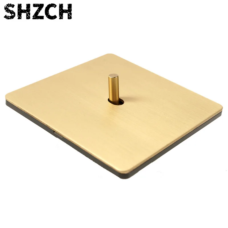 EU Wall Light Toggle Switch Dual Gold Stainless Steel Brushed Panel Retro Brass Lever for Home Improvement Light Luxury Style