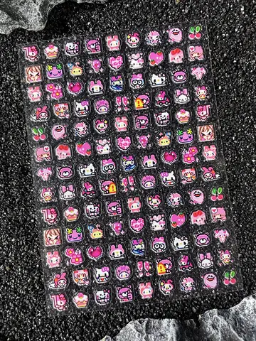 1Pcs Y2K Retro Black Skin Hello Kitty Nailart Sticker Ultra-Thin Self-Adhesive Slider Diy Waterproof Durable Sticker Accesorie