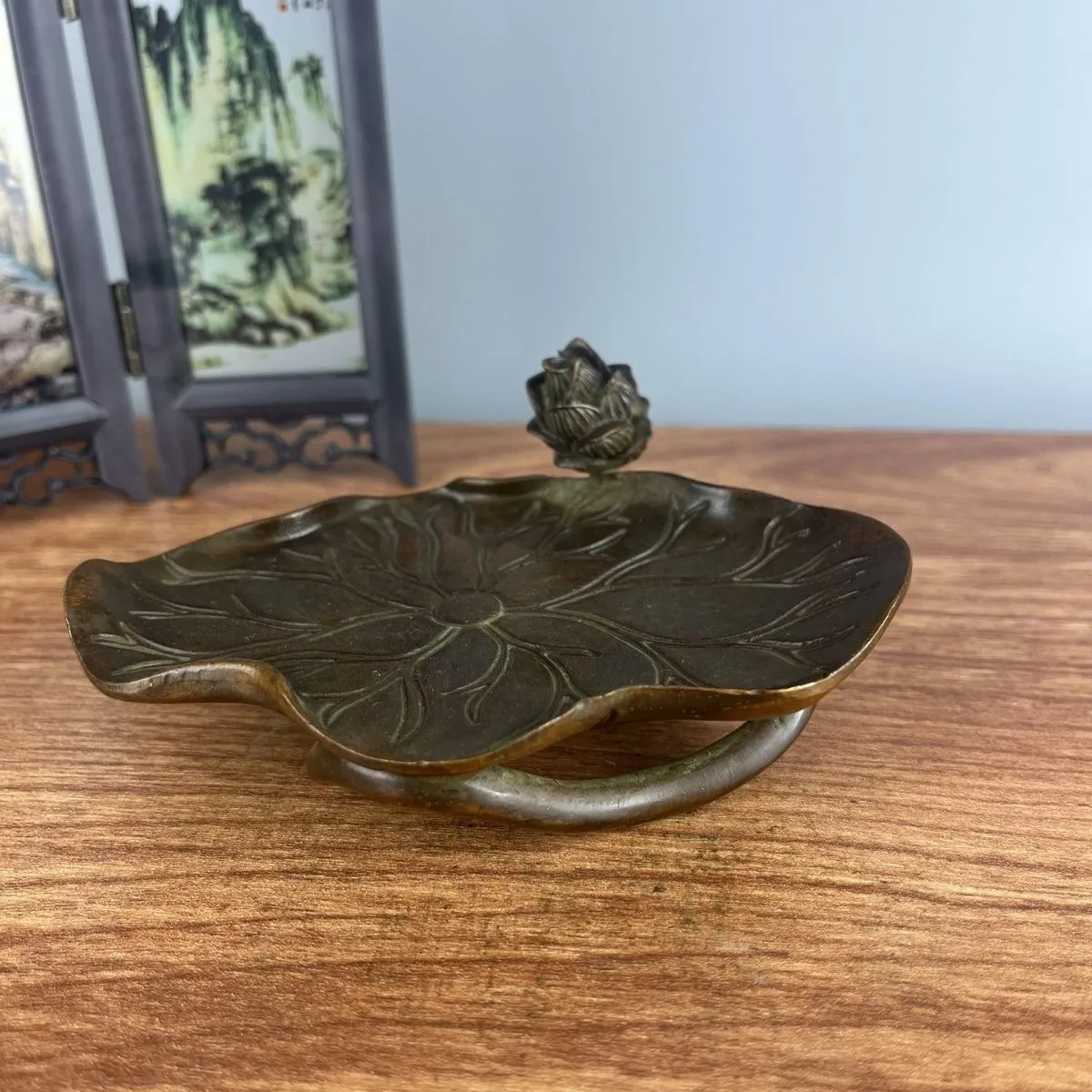 Vintage Brass Lotus Incense Holder Backflow Burner Retro Style Home Desk Decor
