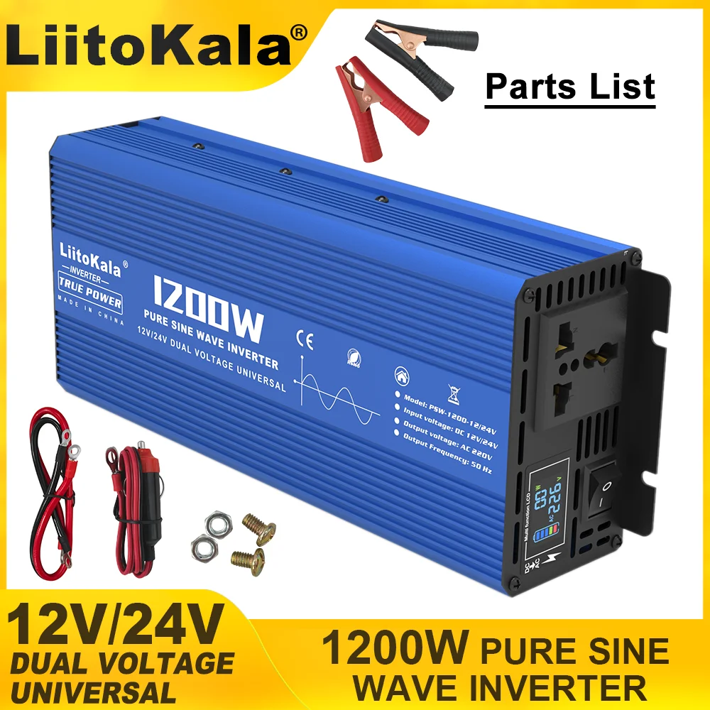 Pure sine wave inverter 12V24V 48V to 220V car and household high-power 1200W battery converter