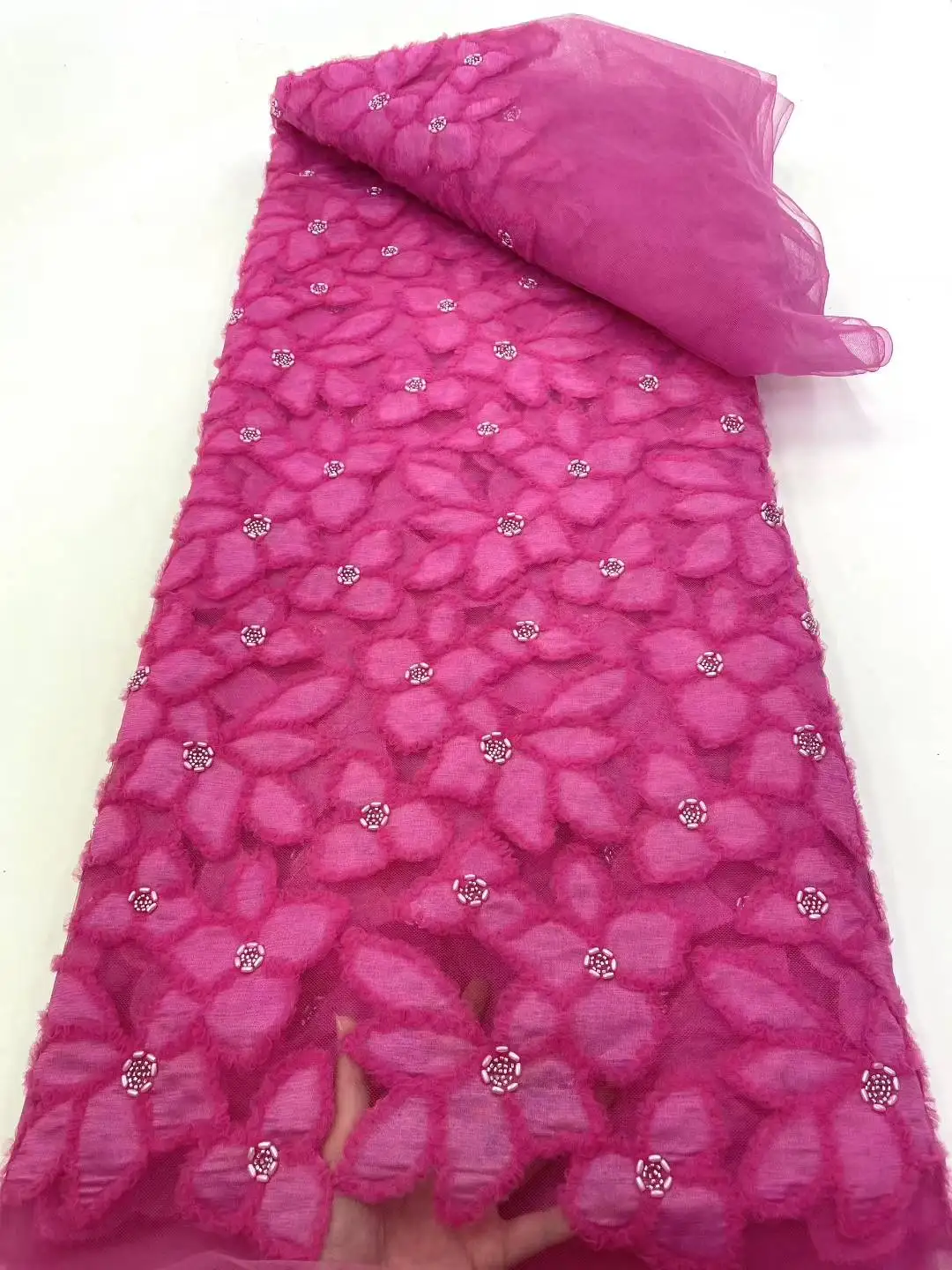 Africa Nigerian Beaded French Mesh Lace With Sequins High Quality 2025 Embroidery Lace Sequins Lace For Wedding Dresses Women