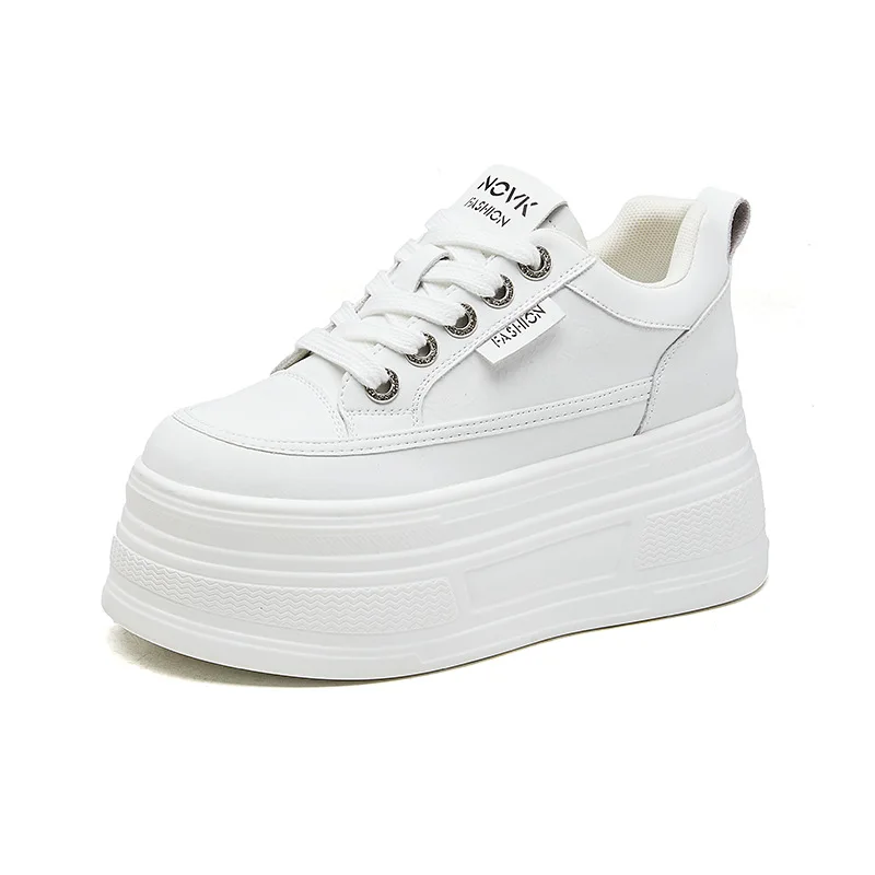 

Trendy Mesh Casual Shoes Women's Spring 2025 Platform Heel Heightening 8CM Flat Bottom Shoes Comfortable round Toe Rubber Sole