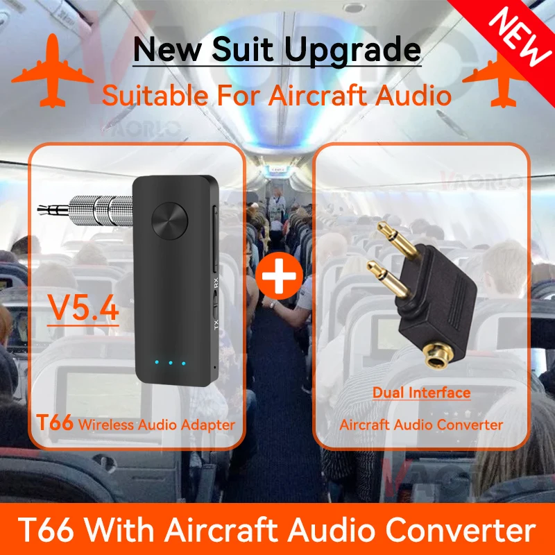 2-In-1 Draadloze Audio Adapter Bluetooth 5.4 Ontvanger Zender 3.5Mm Aux Lossless Geluid Mic Voor Auto Speaker Tv Pc Vliegtuig