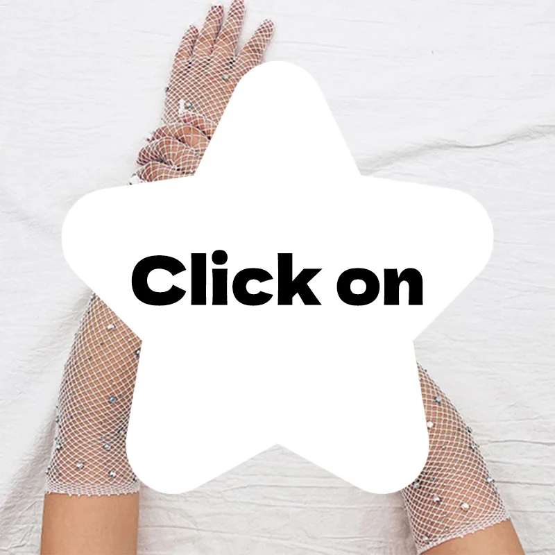 Black White Red Long Mesh Gloves With Rhinestones Hollow Fishing Net Women's Gloves Finger Fancy Cosplay Fishnet Gloves