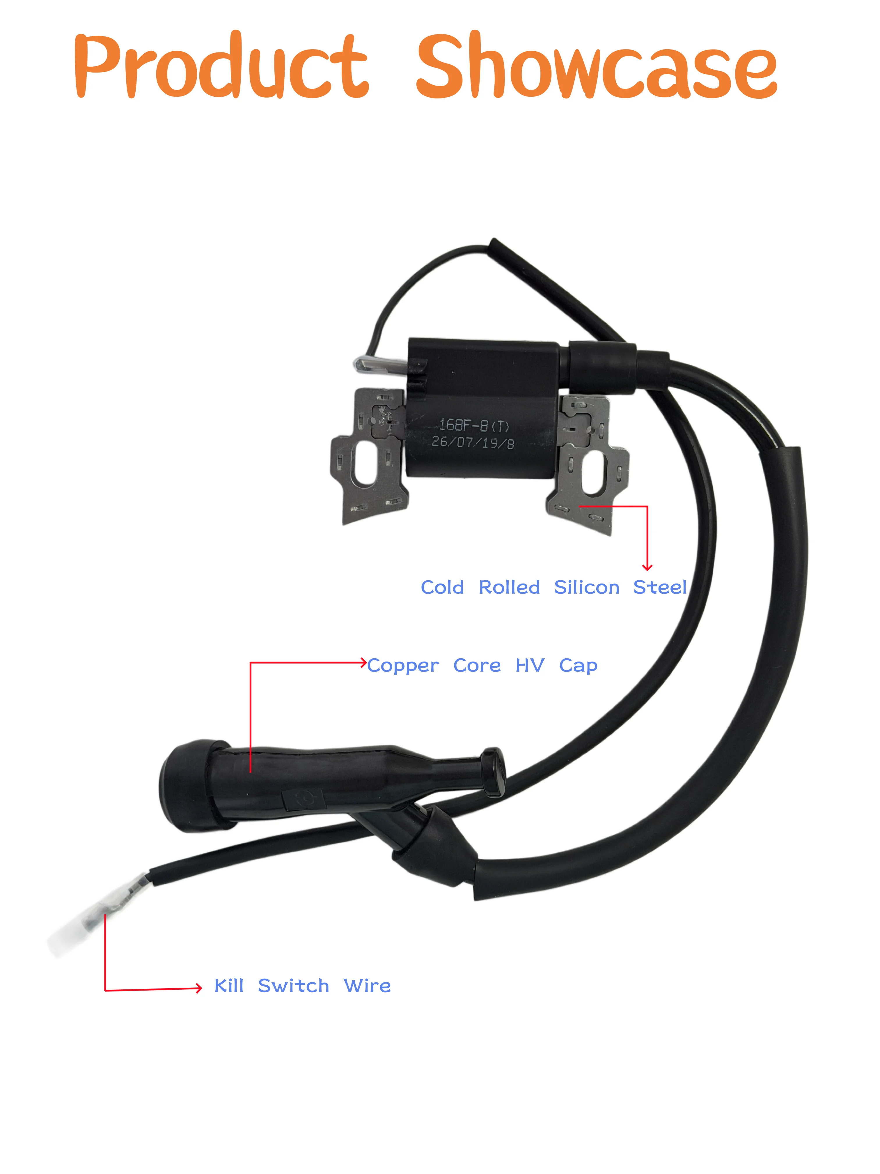 Ignition Coil High Voltage Pack, Compatible with GX160 168F 188F GX390 152F 154F, 2‑5KW Petrol Generator Engine Aftermarket Spar