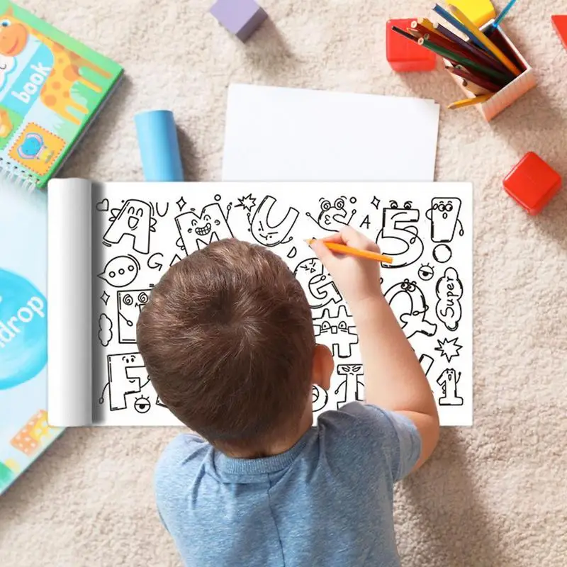 Rotolo da disegno per bambini 118 X 11,8 pollici Pittura murale appiccicosa Carta di riempimento a colori Giocattoli educativi precoci per la casa dell'asilo