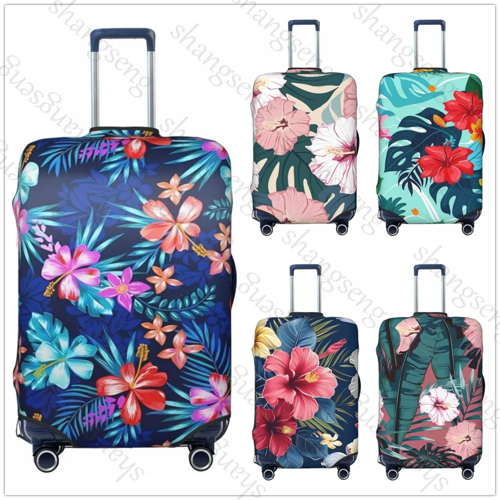 Blue tropical flower Thicken Luggage Cover Elasticity Trolley dust cover Suitcase Protection Suitcase Case Accessories