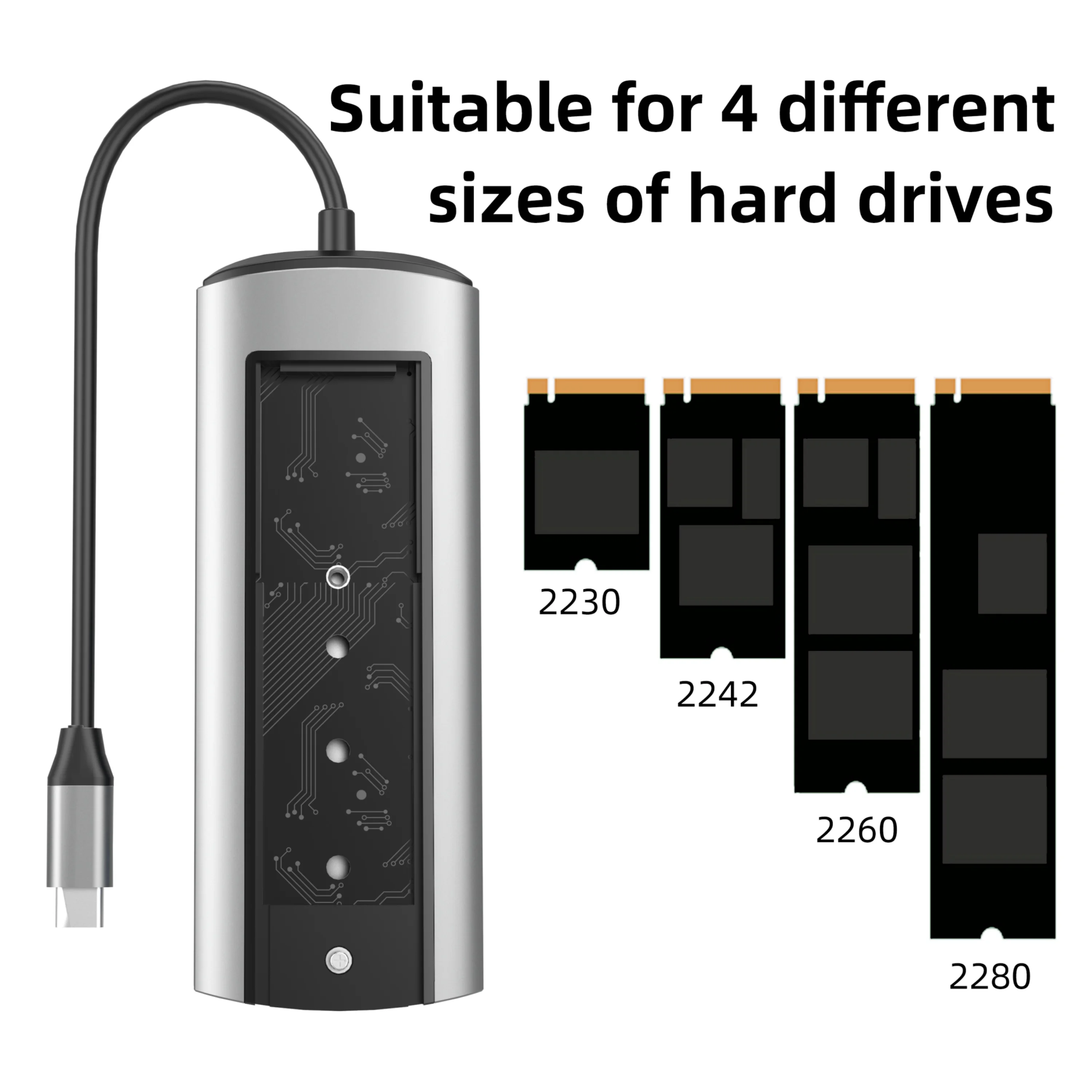 6-in-1 Type-C to USB docking station,USB -C HUB M.2 SSD SATA housing 4K 60Hz HDMI compatible PD 100W USB 3.0 hard drive case hub