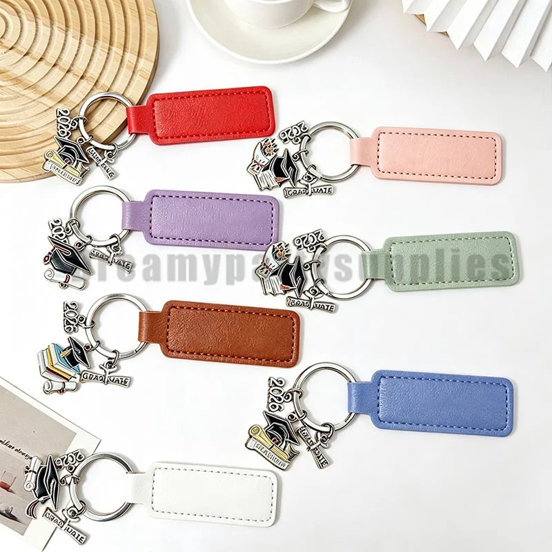 2026 Graduation Keychain,Personalized Leather Key Tag with Graduation Cap,Grad Gift for Students,Graduation Keepsake,Campus Gift