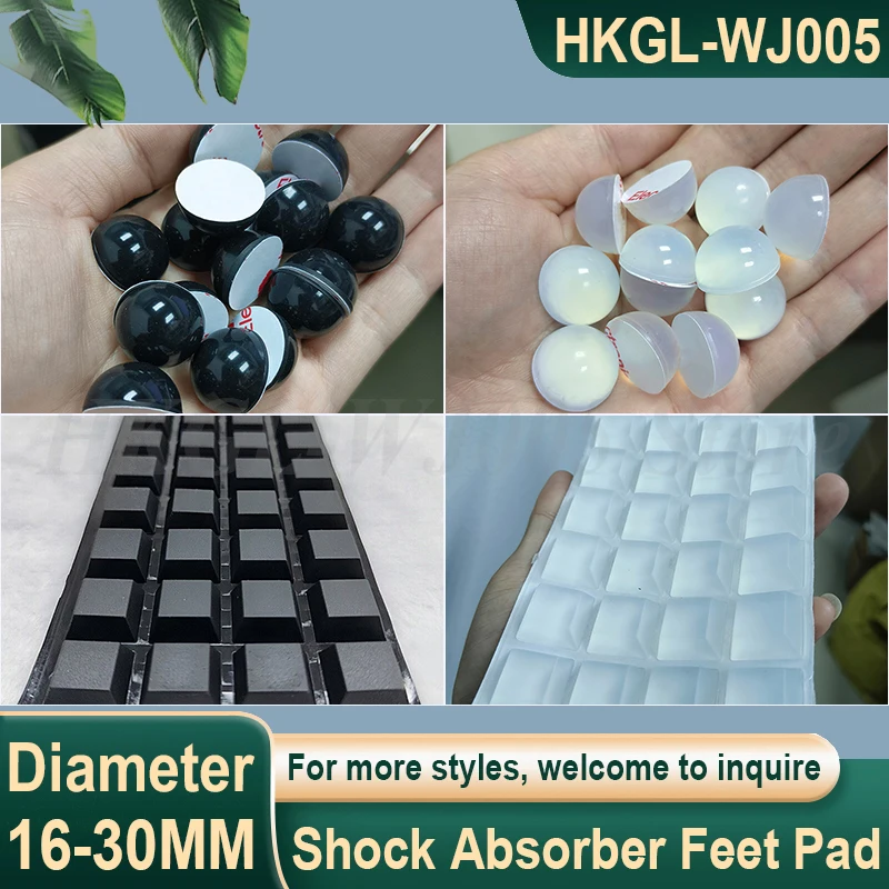 16-30mm Hemisphere/Square Audio Speaker Amplifier Shock Absorber Feet Pad Vibration Absorption Rubber Anti-shock Self-adhesive