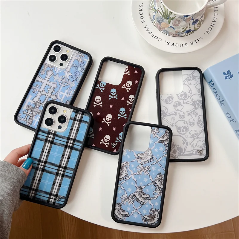 Wildflower wf Wild Flower Bones ice skates Phone Case for iPhone 15 14 13 12 16 Pro Max Plus 16pro 3D WF Metal Cover Funda