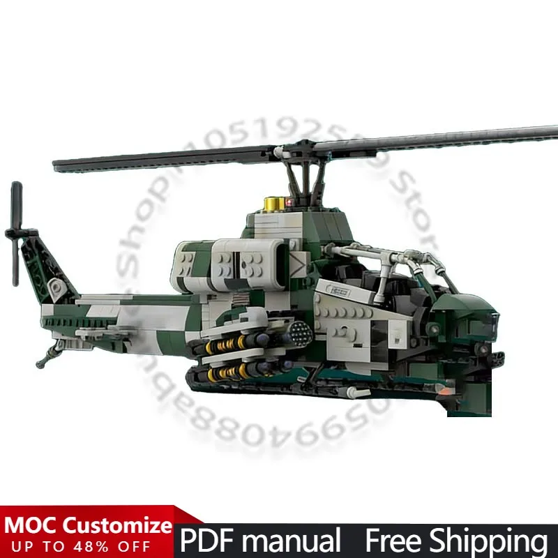 

928 PCS War series AH-1W Super Cobra MOC Customize Modular Building Block Simple Model Brick Popular DIY Boys Assembly Toy Gift