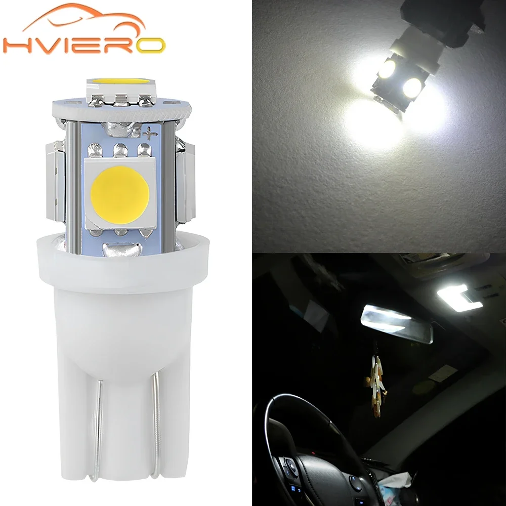 Car Reading Dome Lamps Headlamp LED T10 5050 5SMD Multiple Colors Wedge Signal Lights License Plate Bulbs Bright Marker Lighting