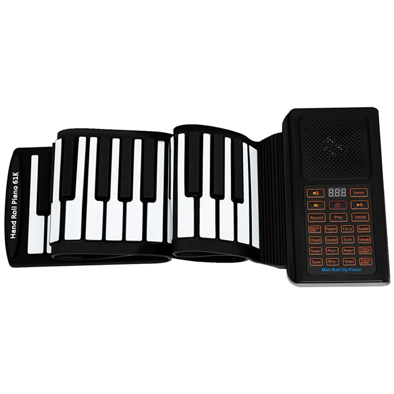 61-Key Hand-Rolled Electronic Organ Portable Folding Silicone Hand-Rolled Piano Beginners Practice Hand-Rolled Piano