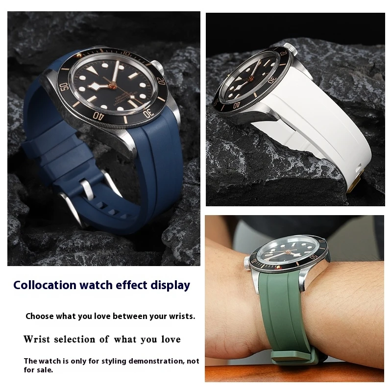 ل تيودور بلاك باي 1958 M79030N/B M79010S M7939G1 FKM حزام ساعة اليد قوس الفم الرياضة حزام الساعات للرجال مقاوم للماء 20 مللي متر حزام لينة