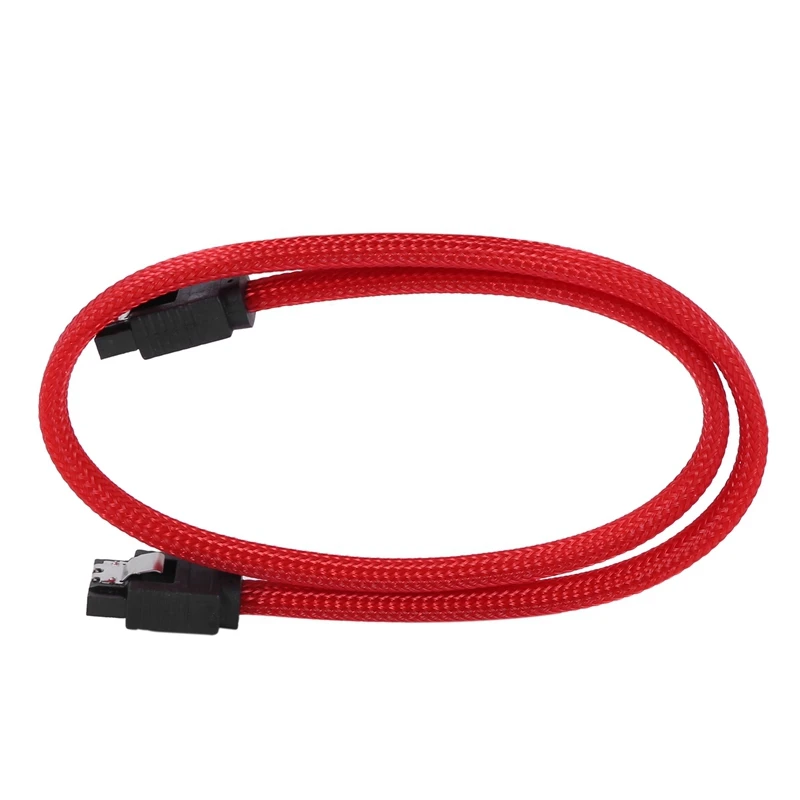 AA58 50CM SATA 3.0 III SATA3 7pin Data Cable 6Gb/s SSD Cables HDD Hard Disk Data Cord with Nylon Sleeved Premium Version(Red)