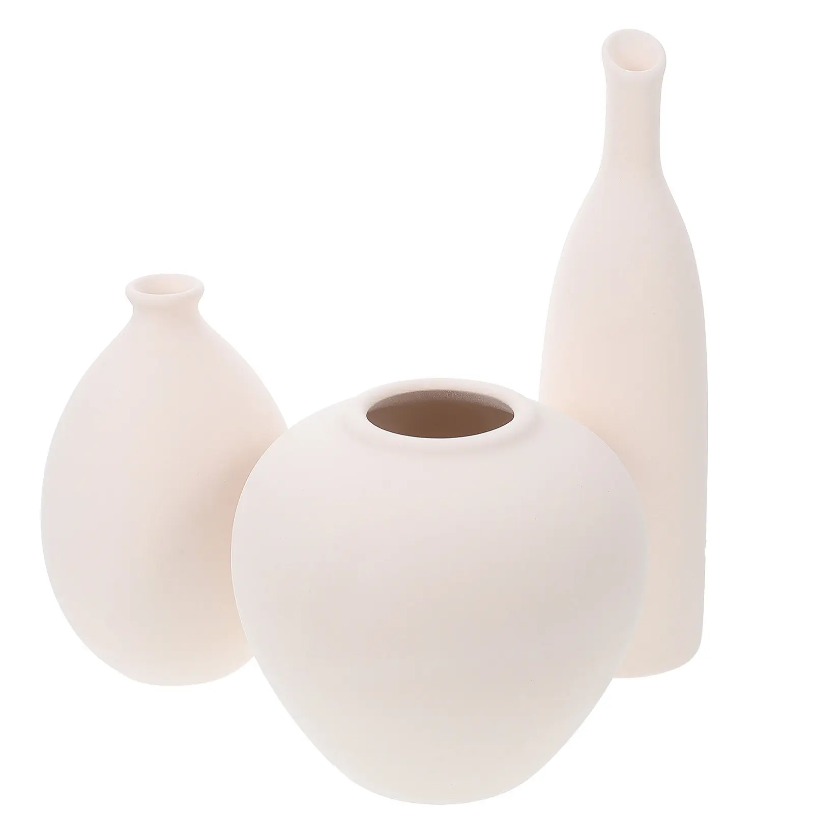 

3Pcs Simple Ceramic Vase Set Handcrafted Matte Finish Desktop Flower Arrangement Container Indoor Outdoor Decorative Vase