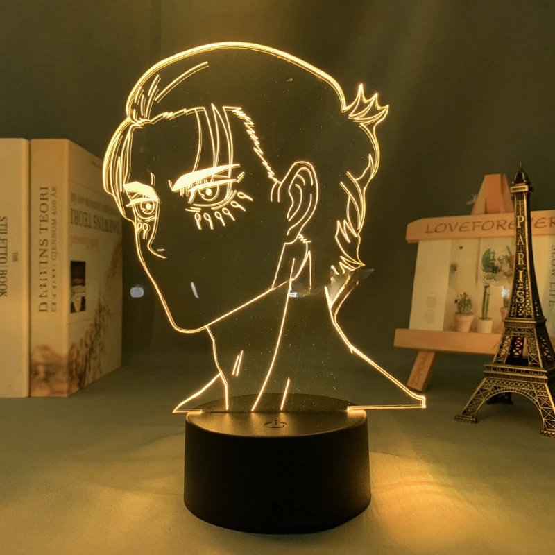 Anime Attack on Titan Eren Yeager 3d Nightlight for Room Decor Cartoon Shingeki No Kyojin Led Beside Lamp Kids Birthday Gift