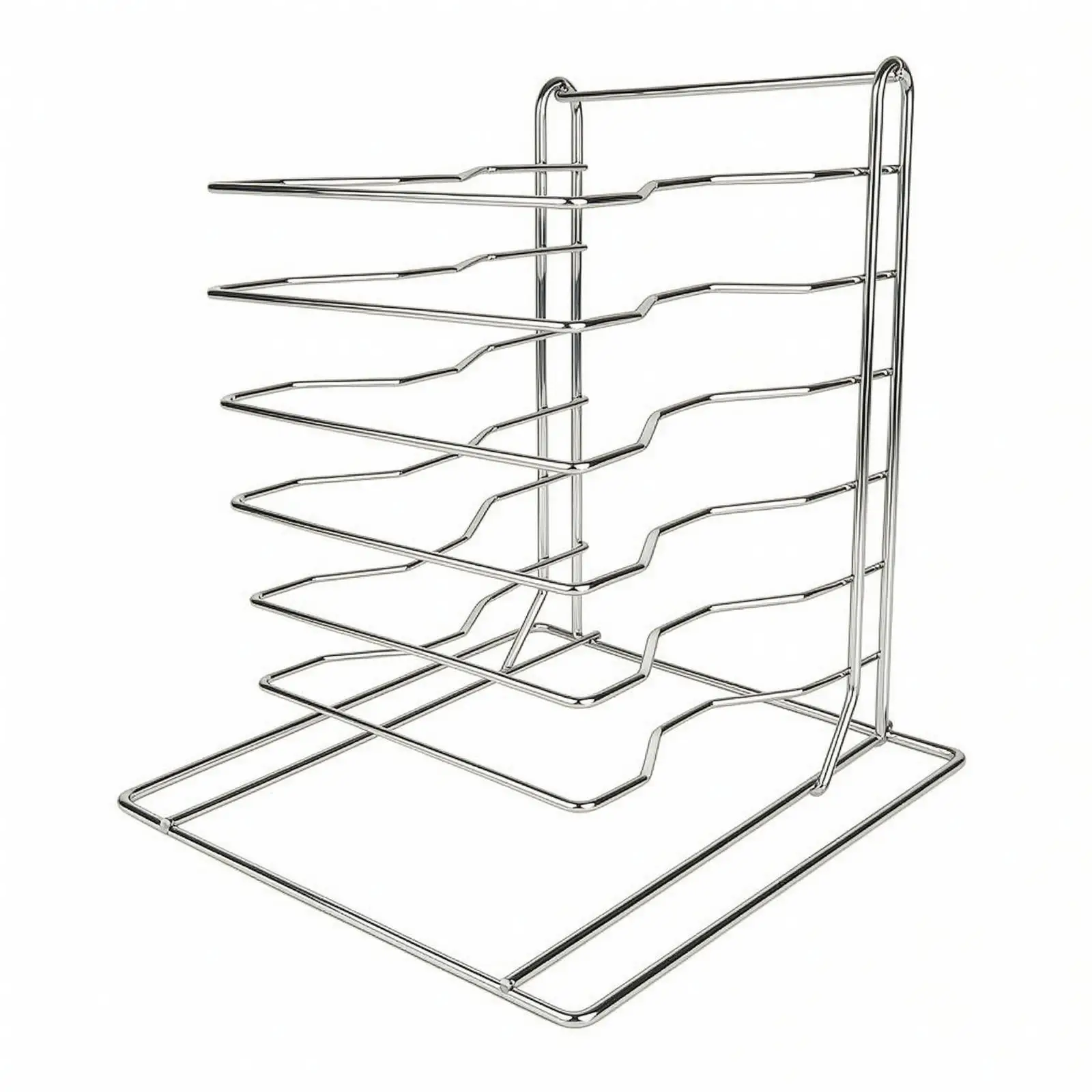 Countertop Pizza Pan Organizer No Installation Required Chrome Pizza Rack with Rectangular impactSaving for Commercial Kitchens,