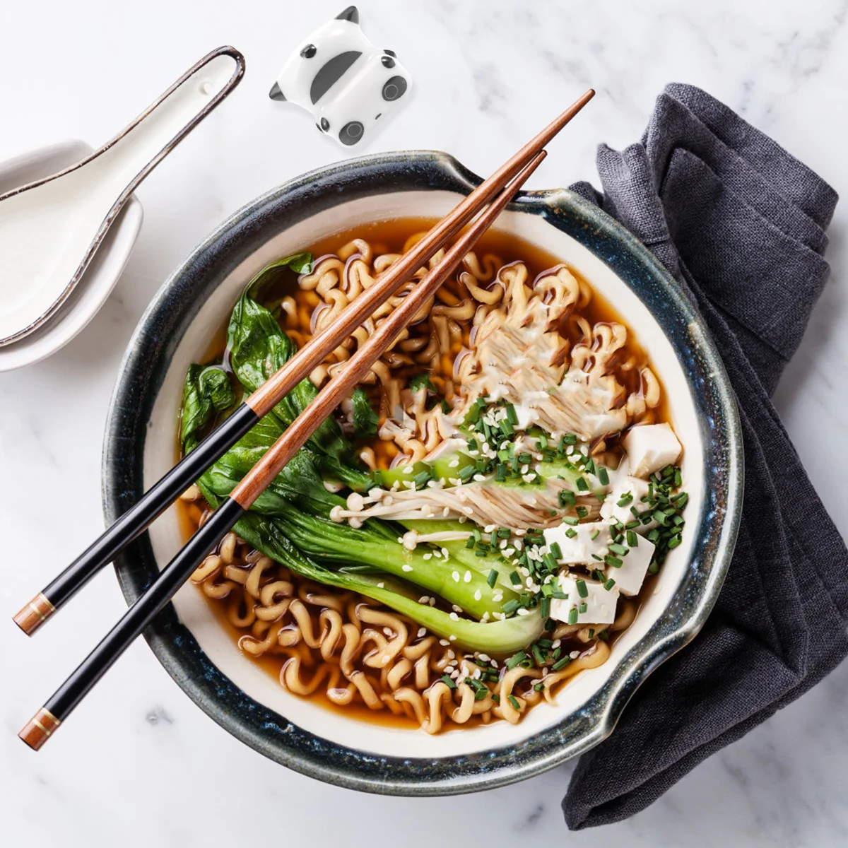 

4Pcs Ceramic Chopstick Rest Panda Design Prevent Rolling Keep Table Clean Elegant Cutlery Holder for Birthday Wedding