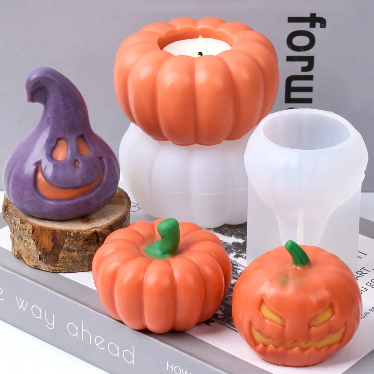 3D Expression Pumpkin Silicone Candle Mold DIY Halloween Ornaments Soap Making Plaster Resin Candlestick Molds Home Crafts Decor