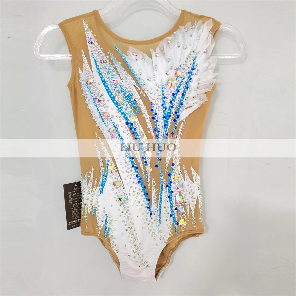 

LIUHUO Rhythmic Gymnastics Leotard Aerobics Adult Women Girl Costume Performance Competition Dance Dress Teen White Children