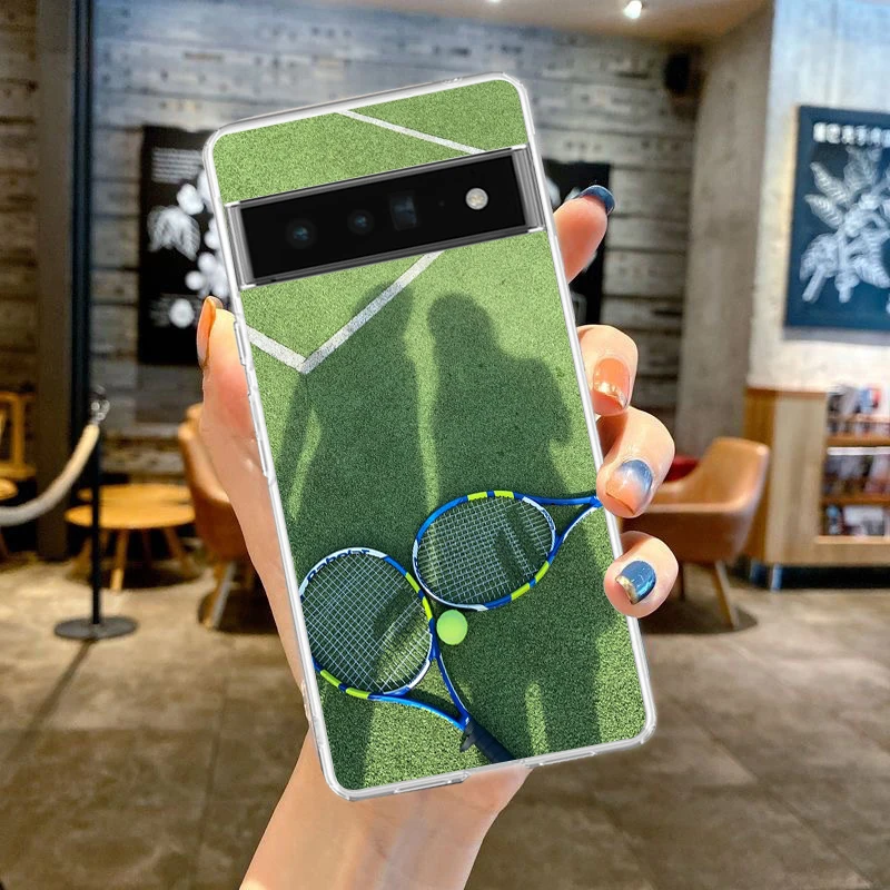 Tennis Ball Phone Case For Google Pixel 8 7 6 Pro Soft TPU Shell For Pixel 6A 5 4 5A 4A 3A XL 5G Silicone Shockproof Clear Cover image 2